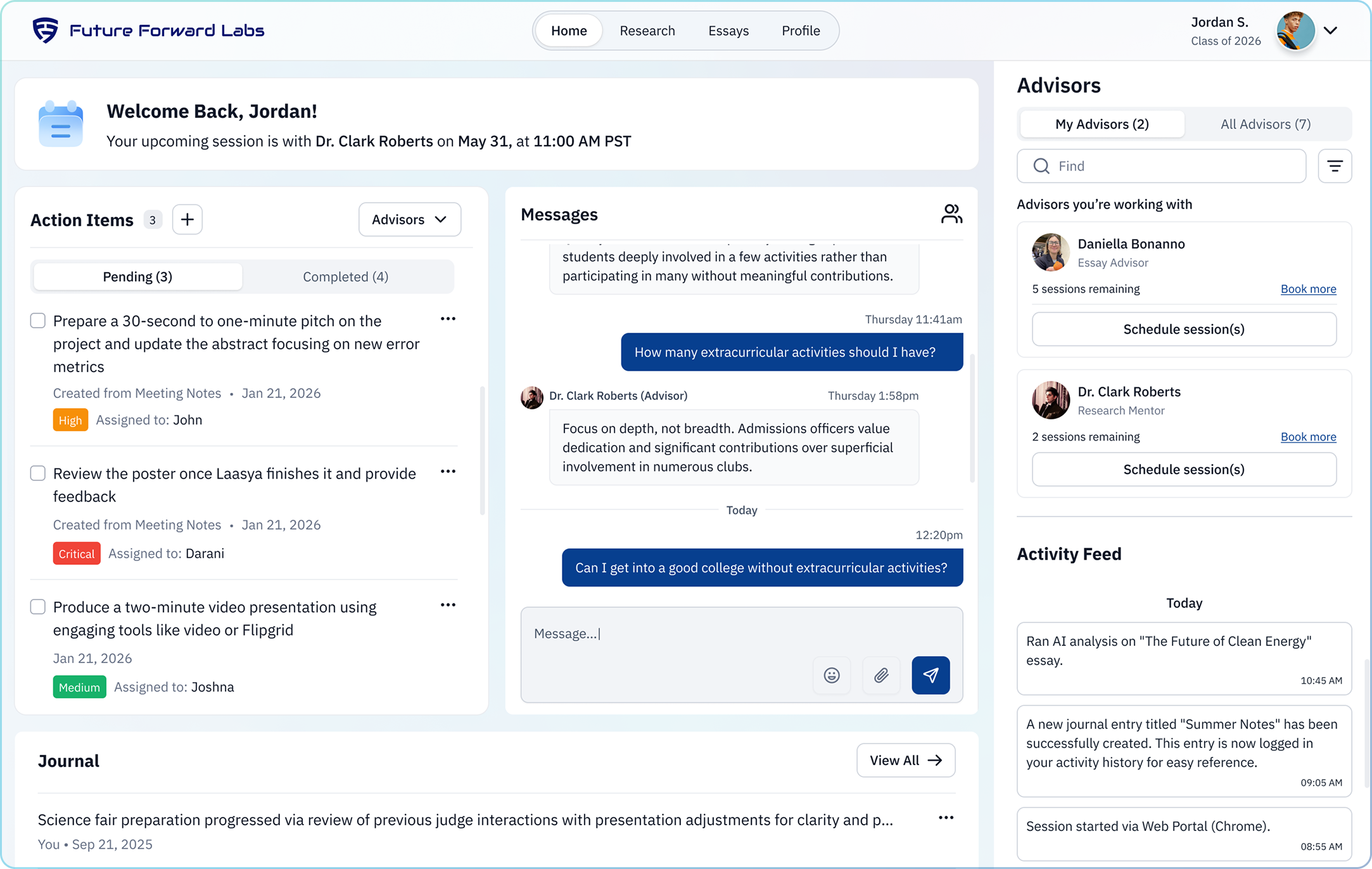 Book new session in the student portal
